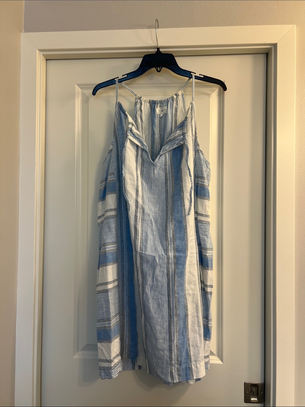 Lou & Grey Blue and White Striped Midi Dress